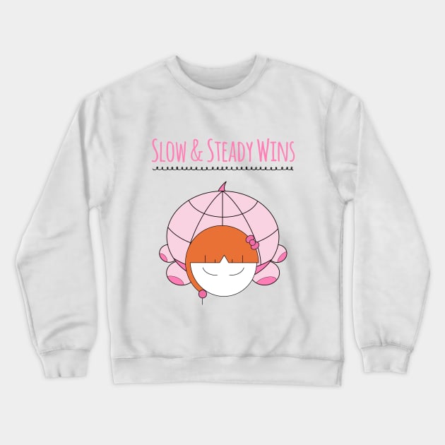 Slow and Steady Wins the Race Girl Turtle Crewneck Sweatshirt by Wesolution Studios